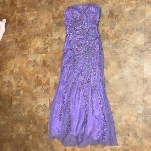 Strapless purple gown